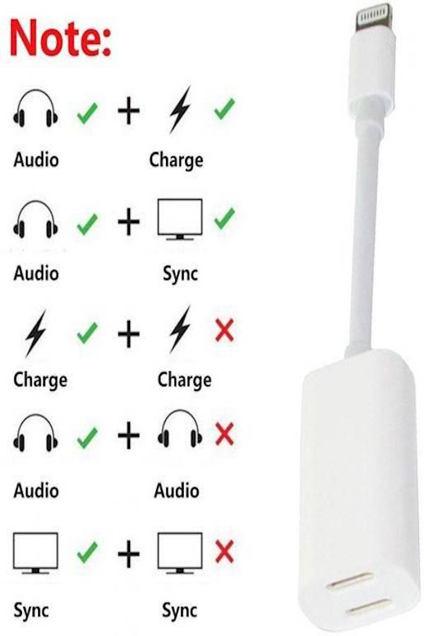 Generic - Dual Lightning Charging Cable For Apple iPhone 7/7 Plus White/Silver - Image 1