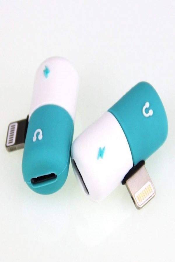 Generic - Lightning Audio And Charging Convertible Adapter For Apple iPhone Blue/White - Image 1