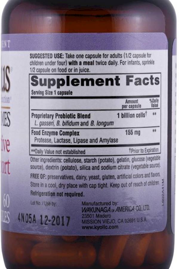 kyolic - Kyo, Dophilus Probiotic Plus Enzymes 60 Caps - Image 1