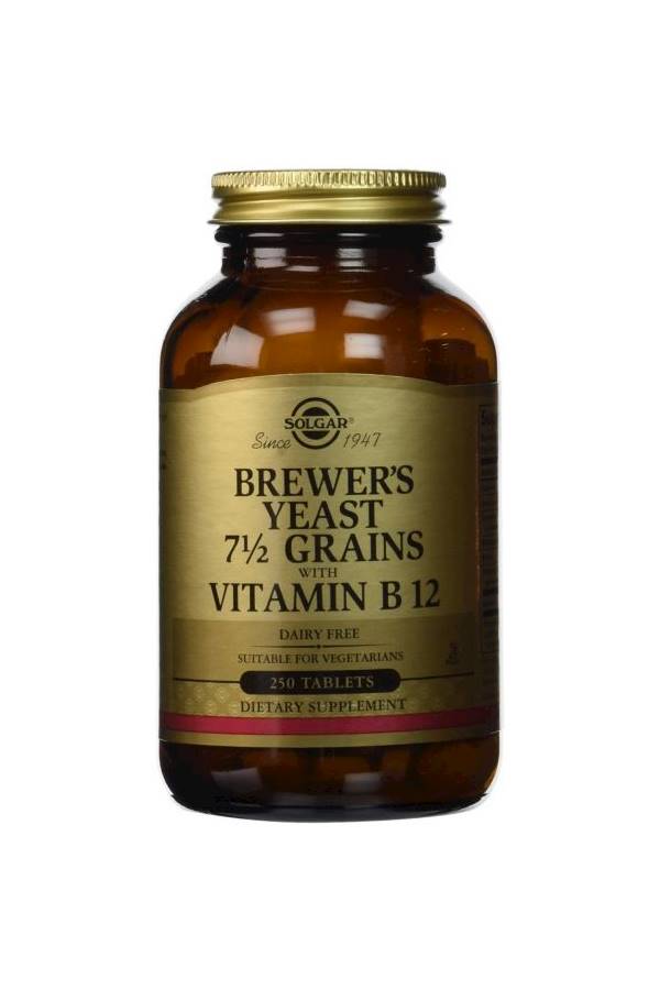 Solgar Brewer's Yeast 7½ Grains With Vitamin B12 Tablets-250 Tablets