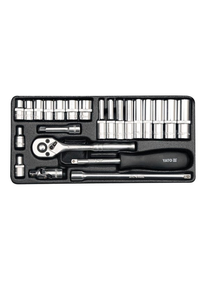 Yato 23-Piece Socket Wrench Set Silver/Black 127mm 