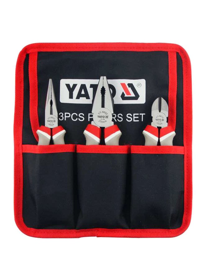 ياتو طقم زرديات من 3 قطع أحمر/فضي/أبيض