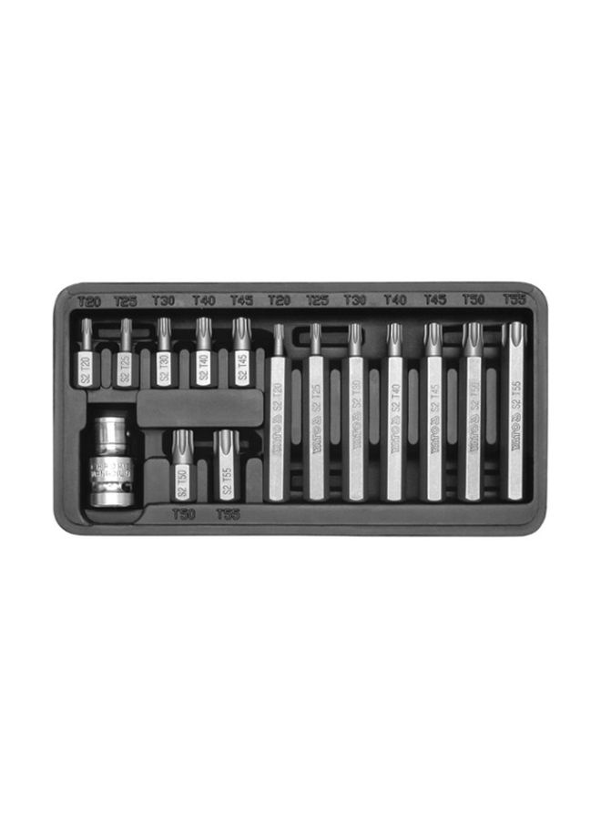 Yato 15-Piece Screwdriver Bit Set Silver 