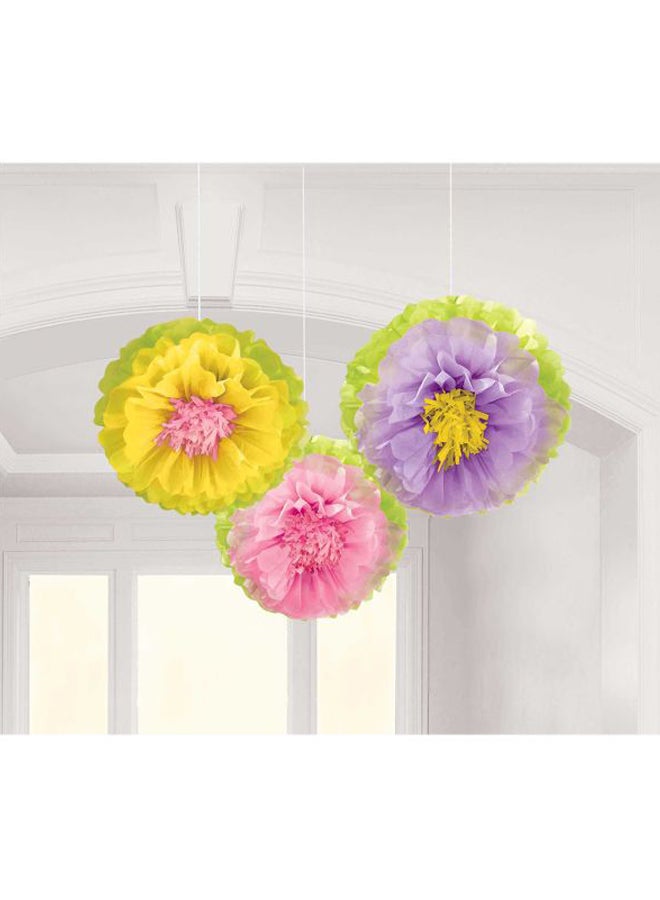 Amscan 3-Piece Spring Flower Fluffy Paper Decoration 16inch
