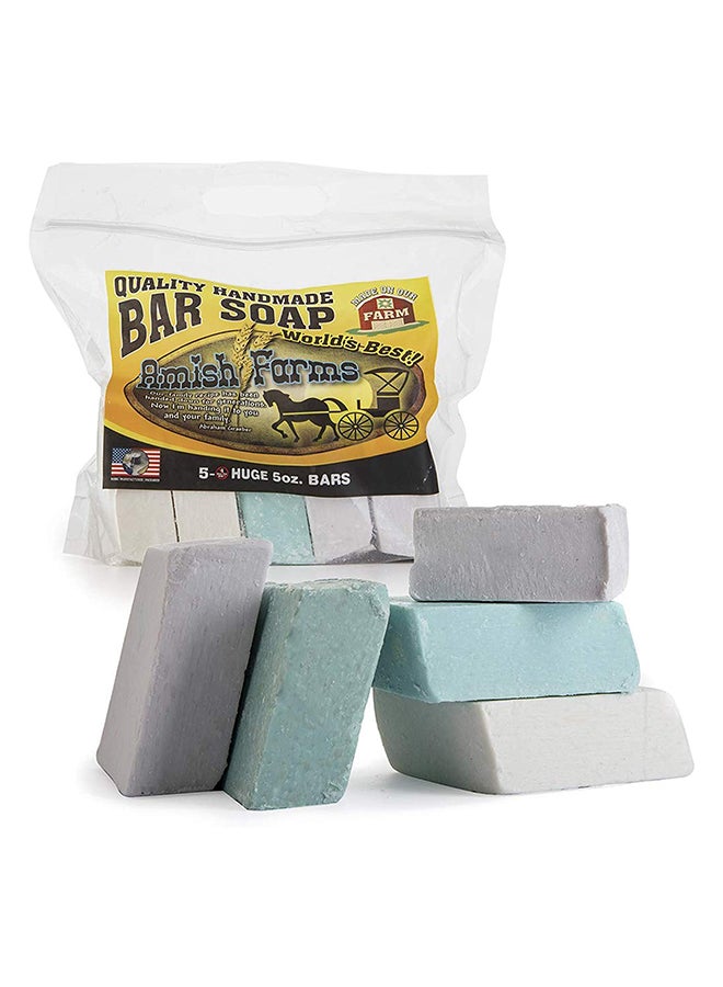 Amish Farm Pack Of 5 All Natural Bar Soap Variety Cold Process Old-Fashioned Homemade Hand-cut 