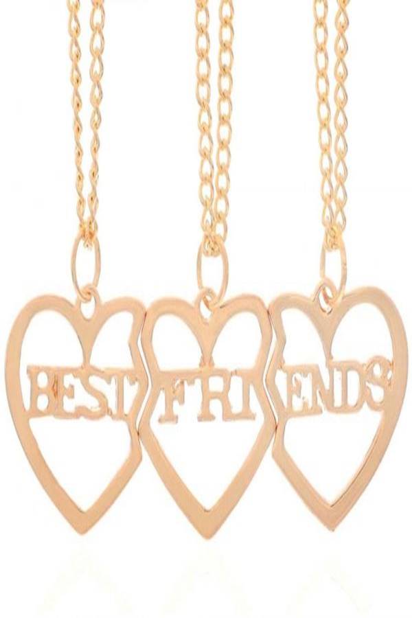 Best Friend Set of 3-Piece Heart Pendant Necklace Set -  Plated - Image 1