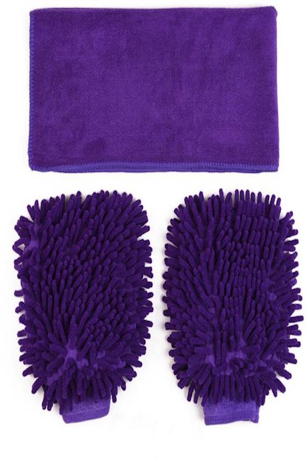 Generic 3 Pack Microfiber Car Wash Mitts Wash Gloves with Polishing Cloth Towel 
