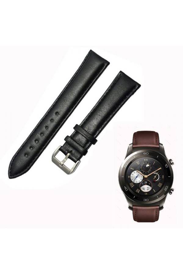 سوار من جلد عالي الجودة لساعة هواوي ووتش 2 برو الذكية بلون أسود - Image 2