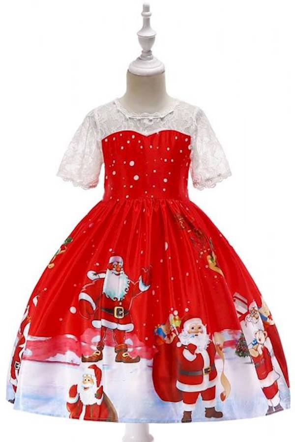 Christmas Eve Xmas Snow Special Printing Holiday Party Dresses SD041G  - Image 1