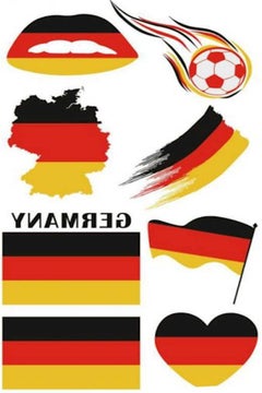 Generic 2018 World cup national flag Germany Football Team face stickers Long-lasting waterproof tattoo sticker for fan 