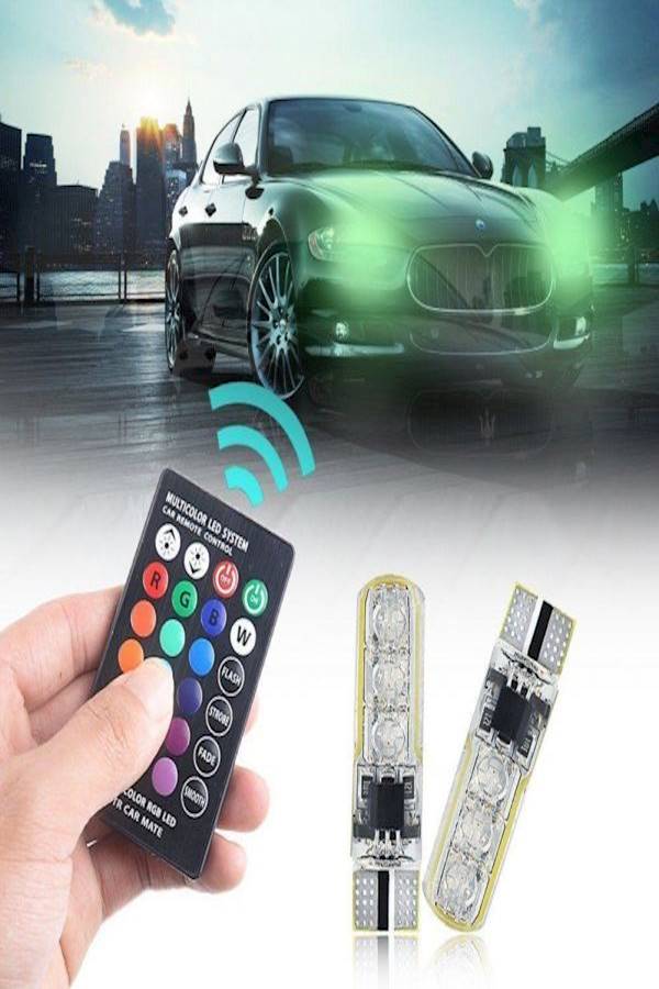 Generic T10 5050 RGB Remote Control Car Led Bulb 6 SMD Multi color W5W 501 Side Light Bulbs Crystal Lamp  - Image 3