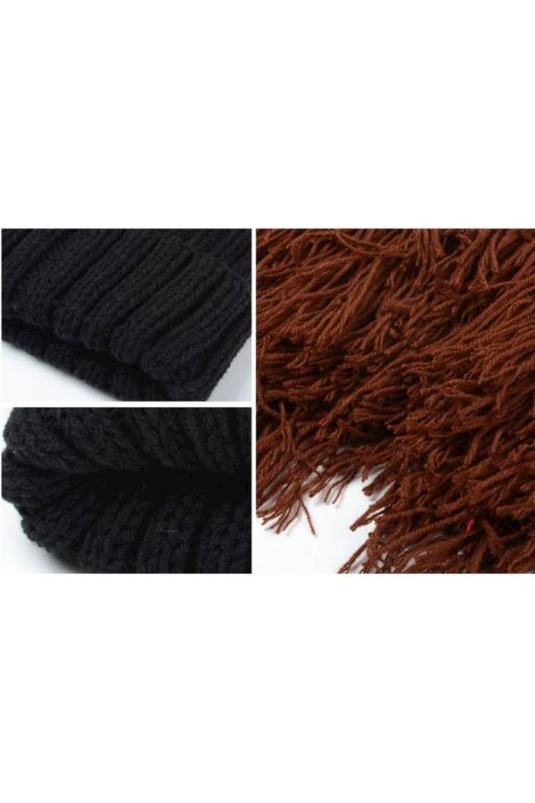 Wool Beanie With Beard Costume Accessory Set M