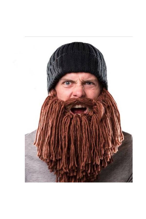 Wool Beanie With Beard Costume Accessory Set M