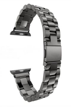 Smart Watch 42Mm Solid Three Links Stainless Steel Metal Band Loop For Smart Iwatch 42Mm Black