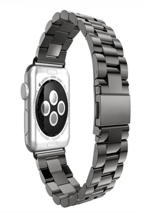 Generic - Smart Watch 42Mm Solid Three Links Stainless Steel Metal Band Loop For Smart Iwatch 42Mm Black - Image 1