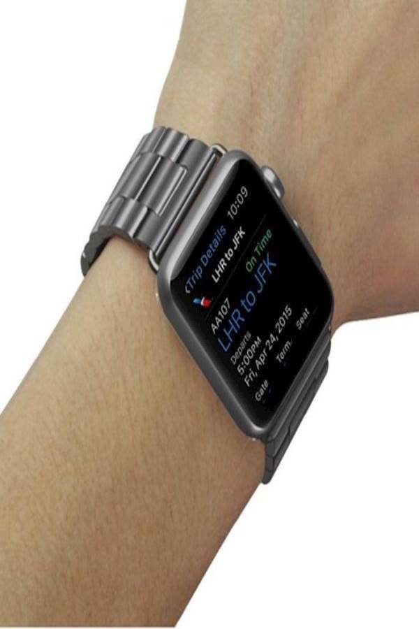 Generic - Smart Watch 42Mm Solid Three Links Stainless Steel Metal Band Loop For Smart Iwatch 42Mm Black - Image 1