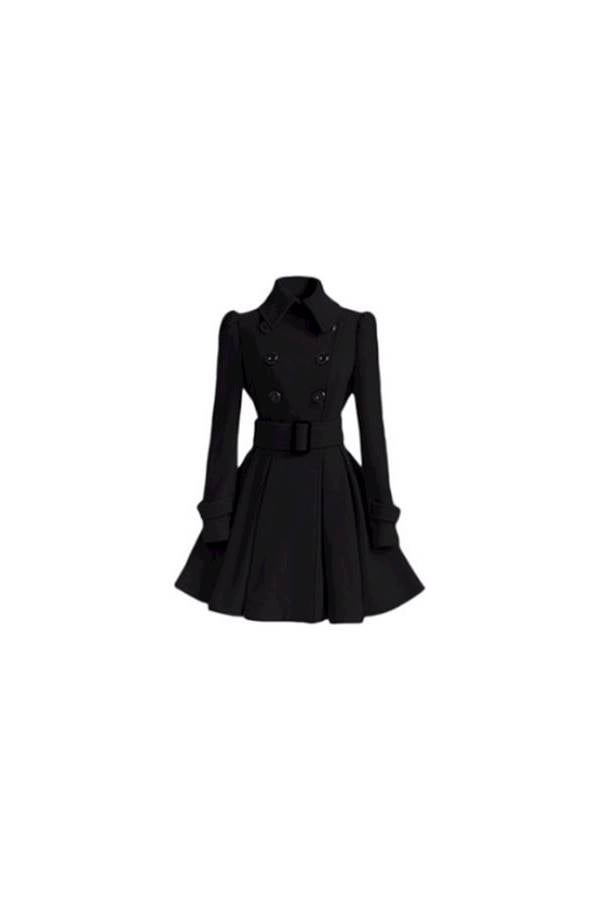 Lapel Coats Jacket With Belt Costume 