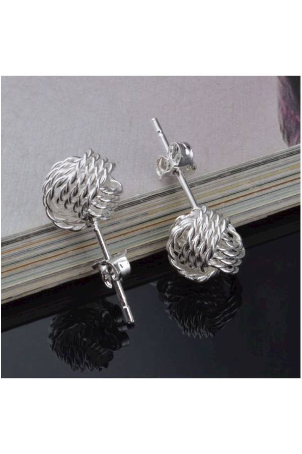 Generic - 925  Plated Twisted Love Knot Stud Earrings Net Ball - Image 1