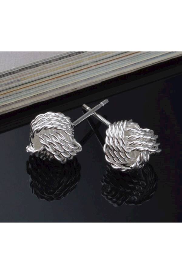 Generic - 925  Plated Twisted Love Knot Stud Earrings Net Ball - Image 1
