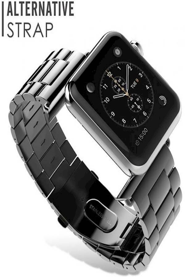 سوار بديل من الإستانلس ستيل لمجموعة ساعات أبل سيريز 3 / 2/ 1 أسود - Image 2