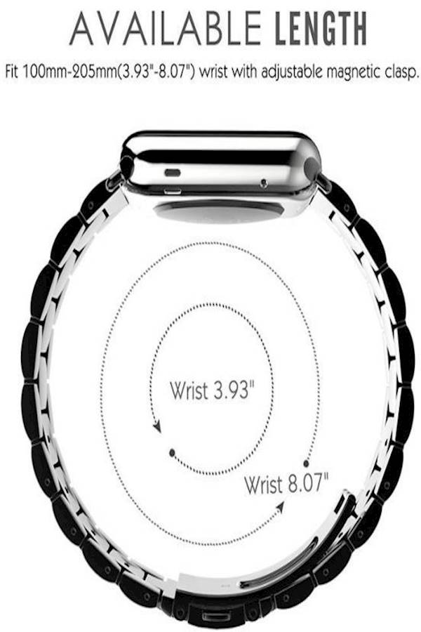 سوار بديل من الإستانلس ستيل لمجموعة ساعات أبل سيريز 3 / 2/ 1 أسود - Image 4