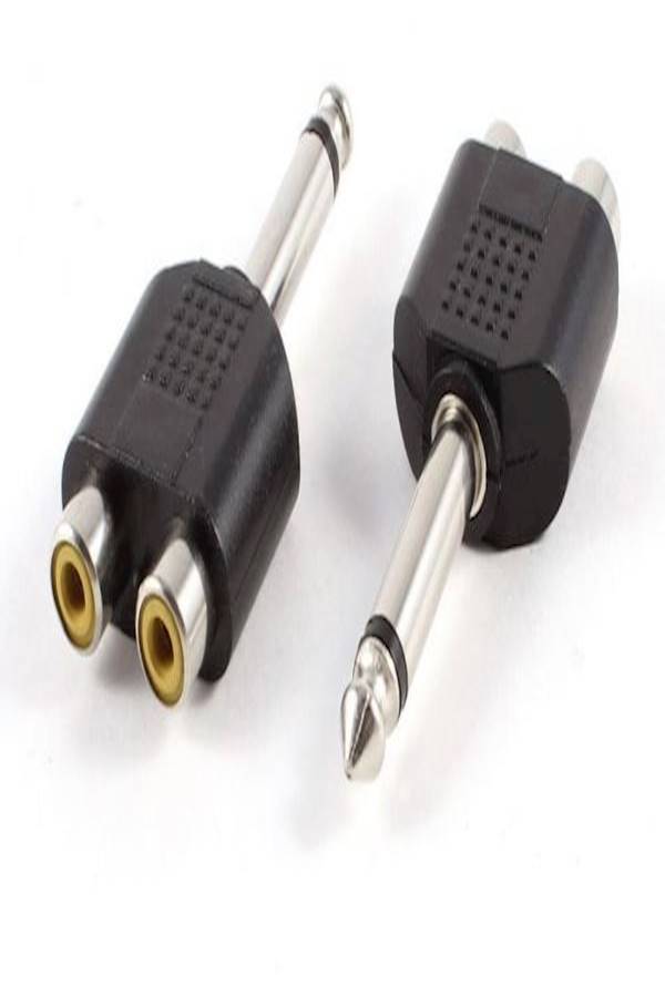 Male Mono To Dual RCA Female Jack Splitter Adapter Black/Silver - Image 3