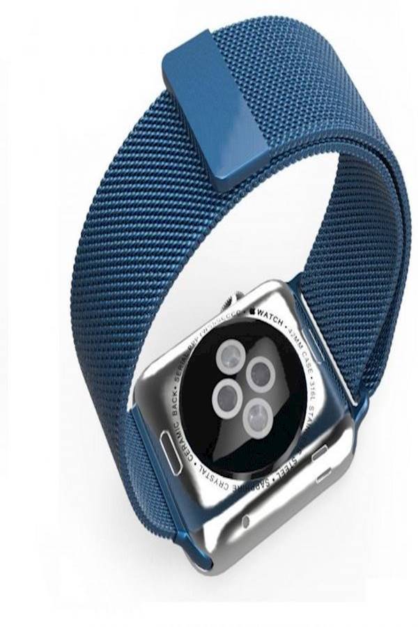 Generic - Stainless Steel Milanese Loop Band With Glass Creen Protector For Apple Watch Blue - Image 1