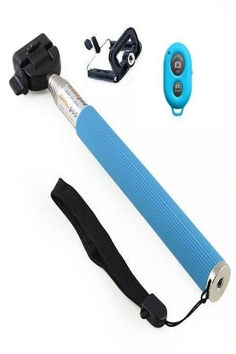 Camera Selfie Monopod Extendable Handheld  tooth Remote Control Shutter Iphone 6 Samsung LG Blue