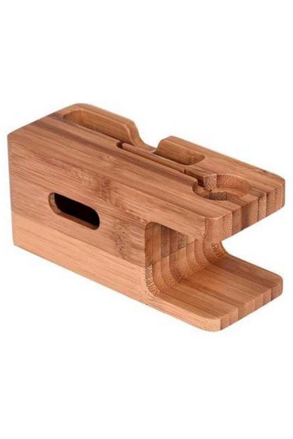 Charging Dock Stand Holder For Apple Watch And Smart Phone Brown - Image 3