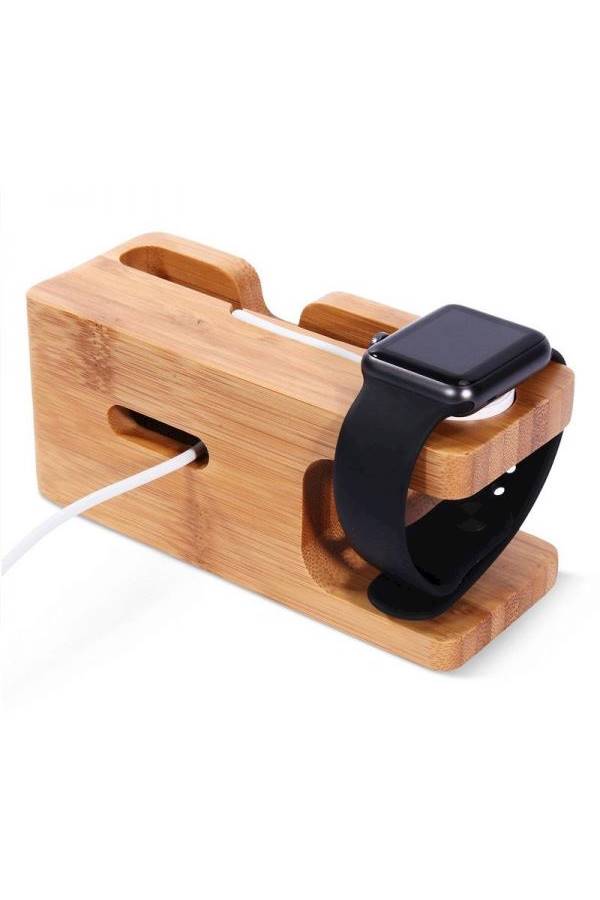 Charging Dock Stand Holder For Apple Watch And Smart Phone Brown - Image 4