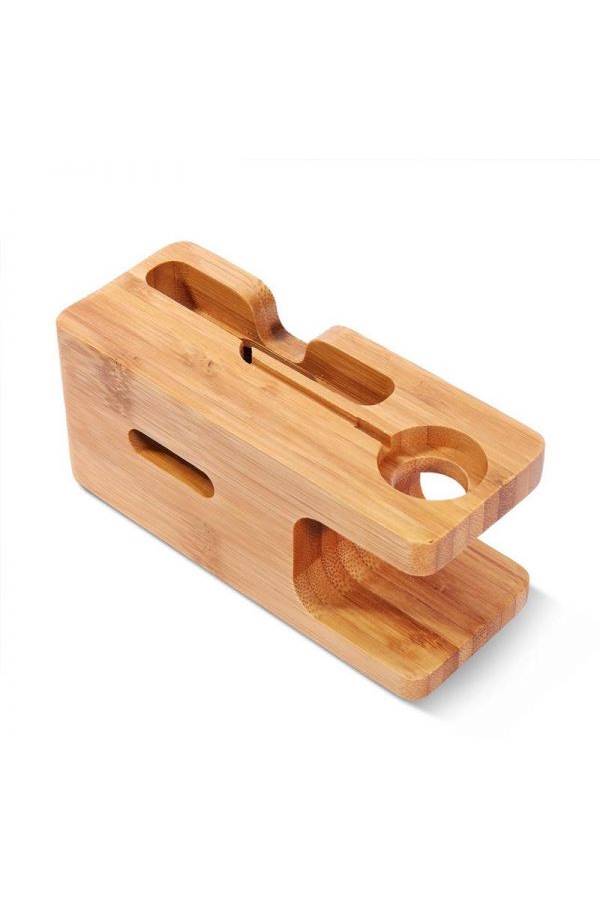 Charging Dock Stand Holder For Apple Watch And Smart Phone Brown - Image 5