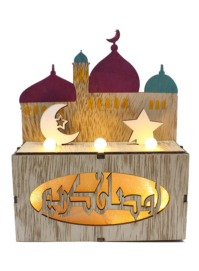 مصباح زينة رمضاني على شكل هلال خشبي 13.5 x 15.5 x 5.5سم - Image 1