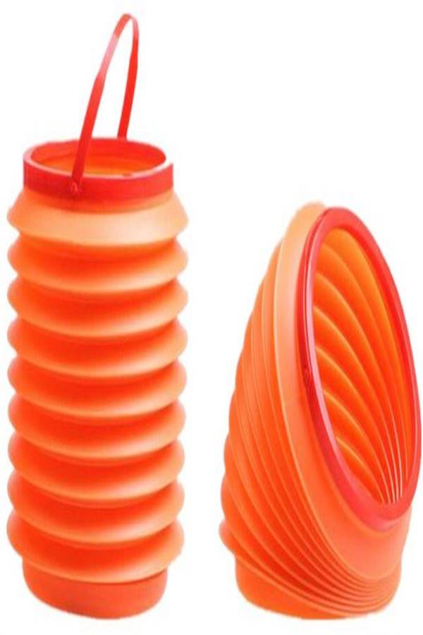 Generic - Magic Car Container Barrel Trash Mini Portable Plastic Vehicle Bucket Foldable Telescopic Storage Box 4L Storage Cylinder Barrel Orange - Image 1