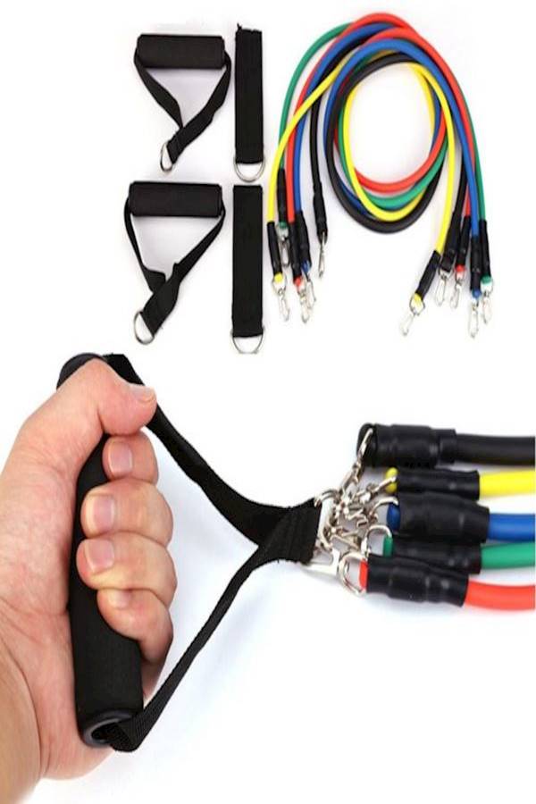 Generic - 11-Piece Sport Resistance Exercise Band With Bag 21 x 18.2 x 6.8cm - Image 1