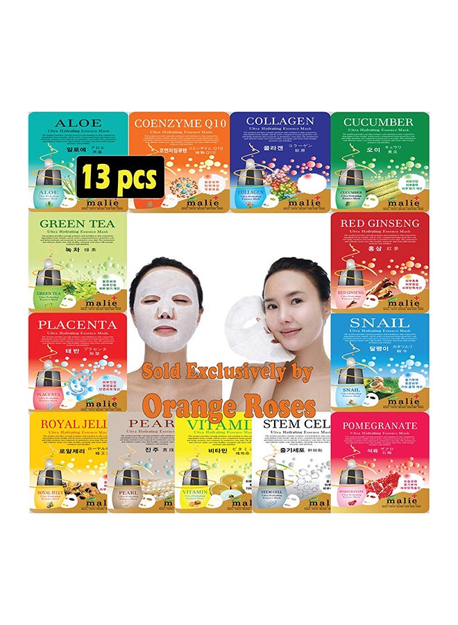 13 Pcs Ulra Hydraiing Essence Mask Sheets