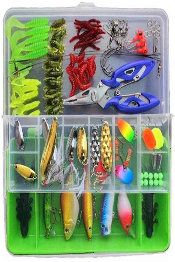 Generic 101 Pcs Fishing Lure Set Hard And Soft Bait Hook With Tackle Box  - Image 1