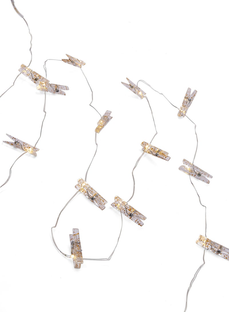 15 LED, Battery Operated, String Light With Clips To Hang Photos, Length 2.27 m Warm White