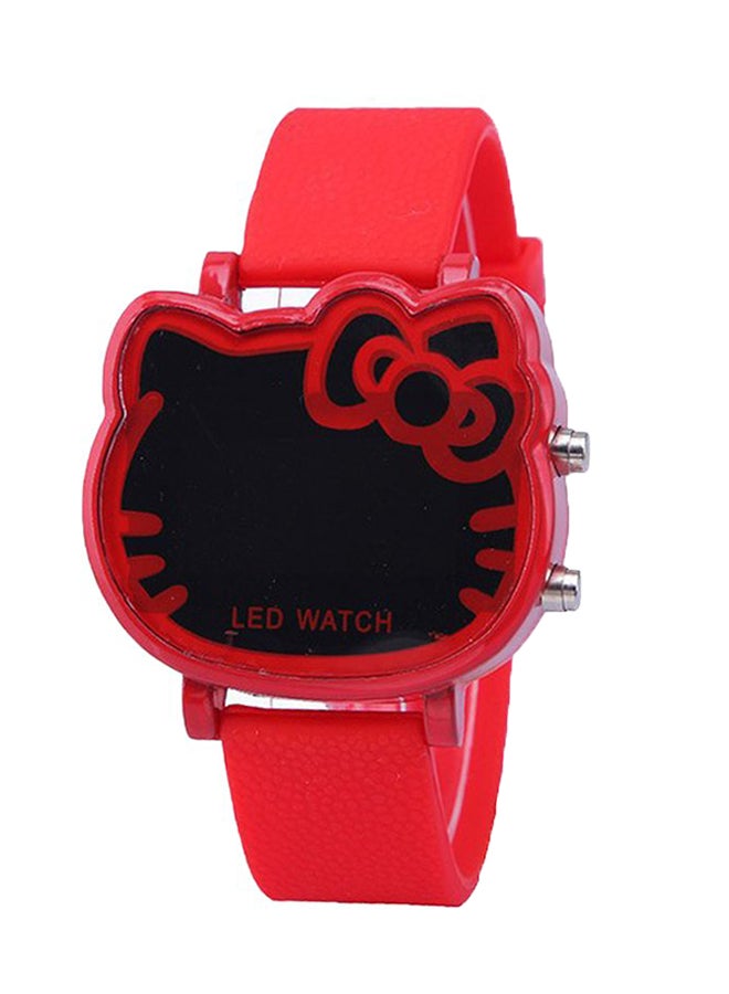 Cute Cartoon Cat Shape LED Electronic Watch Alloy Silicone Children Watch 