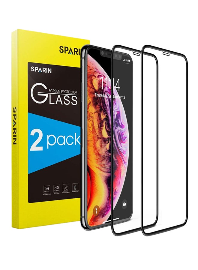 Kingstore - SPARIN iPhone Xs / iPhone X Screen Protector Full Coverage 2 Pack , iPhone Xs/iPhone X Curved Tempered Glass Screen Protector  with  Edge to Edge   Ultra Clear   High Definition  (Black) - Image 1