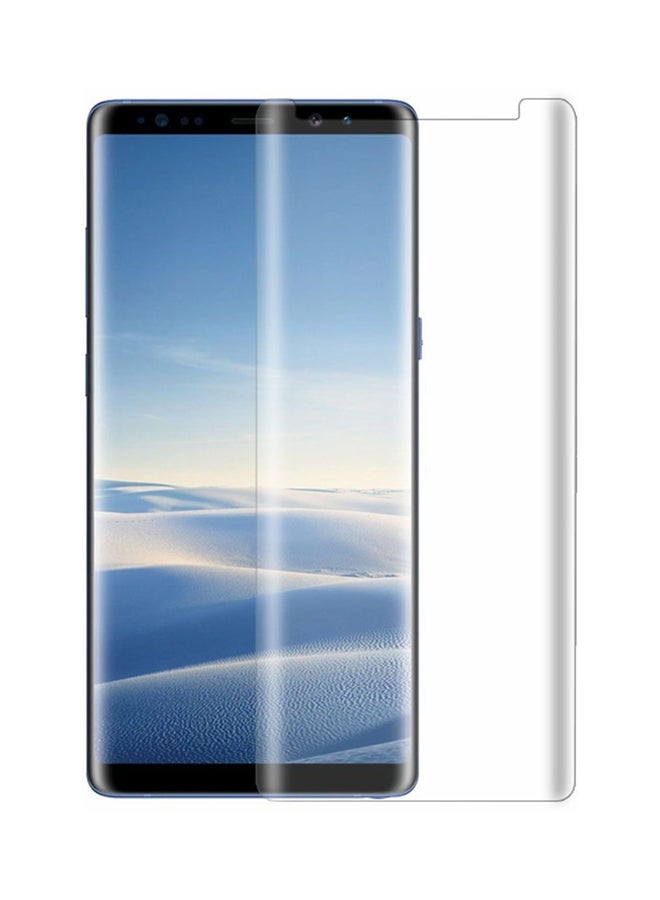 كينج ستور لاصقة حماية للشاشة بتغطية كاملة من الزجاج المقوى بتصميم ثلاثي الأبعاد مضادة للانفجار لهاتف سامسونج جالاكسي نوت 9 (شفافة)