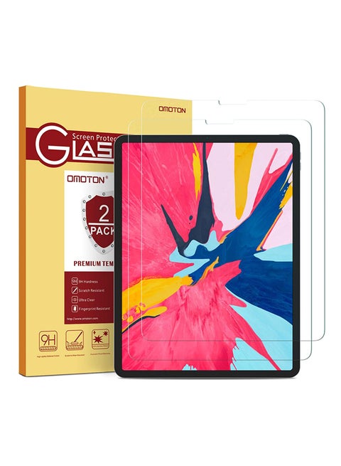 [2 Pack] Apple iPad Pro 11 Inch Screen Protector [2018 Release], OMOTON iPad Pro 11 Tempered Glass Screen Protector with [ Face ID & Apple Pencil  Compatible] [9H Hardness] [Scratch-Resistant] [Bubble-Free Installation] واقي الشاشة