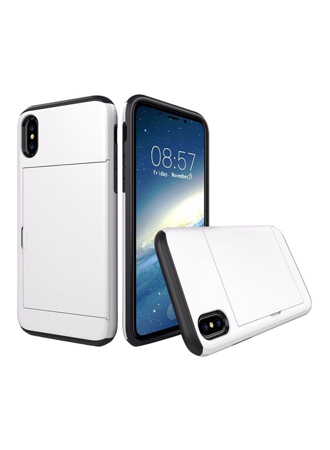 EHOME Thin Credit Card Holder Wallet Slim Slide Phone Case Cover For iPhone Xs Max White