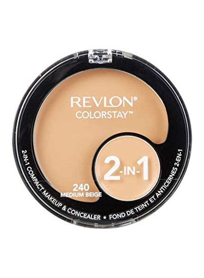 ريفلون خافي عيوب البشرة وبودرة أساس مضغوطة من مجموعة كلر ستاي - قطعتان بيج متوسط