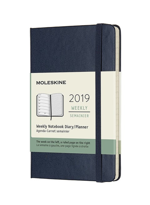 2019 Moleskine Notebook Sapphire Blue Pocket Weekly 12-Month Diary Hard