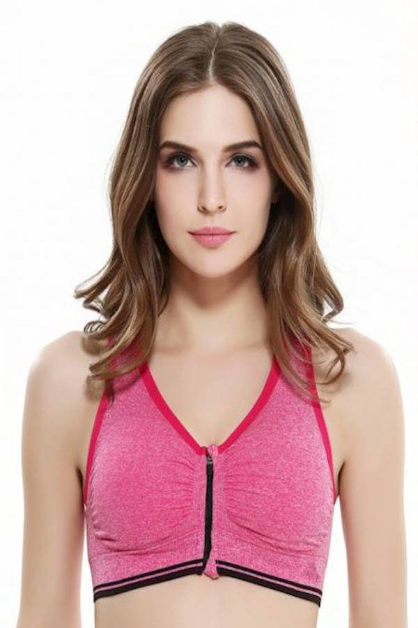 Generic Women's Zip Front Sports Bra Active Yoga Girl Sports Bras with Adjustable Strap for Yoga Running, Size L  - Image 4