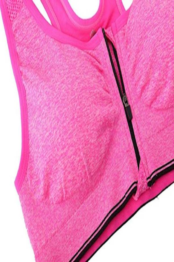 Generic Women's Zip Front Sports Bra Active Yoga Girl Sports Bras with Adjustable Strap for Yoga Running, Size L  - Image 3