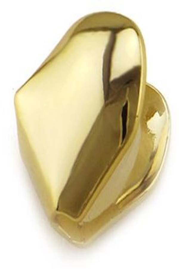 Gold Plated Small Single Tooth Cap Hip Hop Teeth Plain Solid Bling Slugs  - Image 2