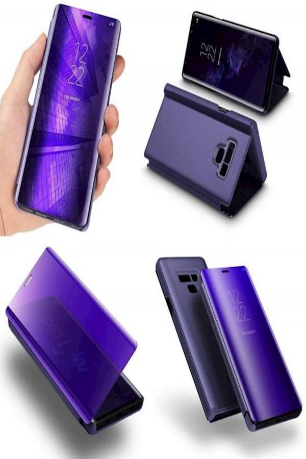 Clear View Standing Mirror Case Cover With Sensor And Flip Smart For Samsung Galaxy Note9 Puple