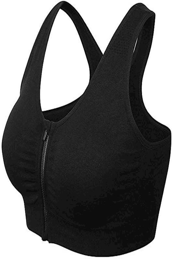 Generic Women's Zip Front Sports Bra Active Yoga Girl Sports Bras, Wirefree Lightweight Comfort Bra with Adjustable Strap for Yoga Running, , Size S - Image 1