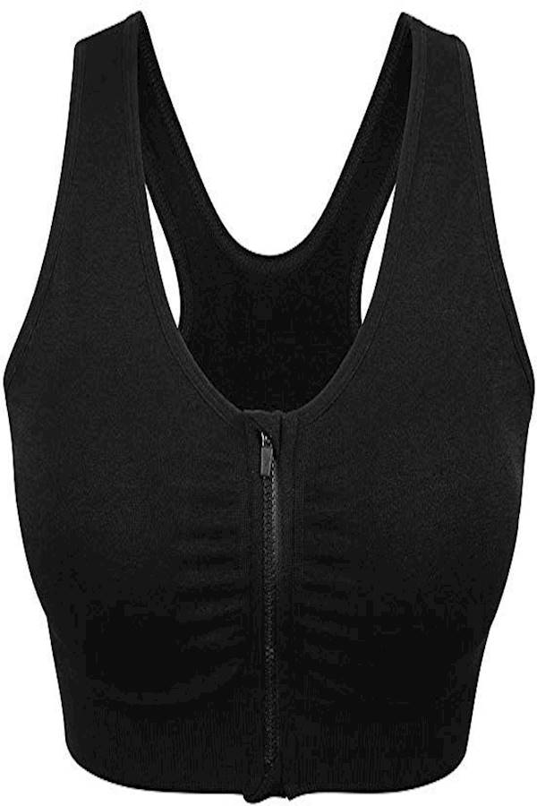Generic Women's Zip Front Sports Bra Active Yoga Girl Sports Bras, Wirefree Lightweight Comfort Bra with Adjustable Strap for Yoga Running, , Size S - Image 2